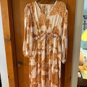 Piper and Scoot 2XL Mustard and Cream Midi Dress